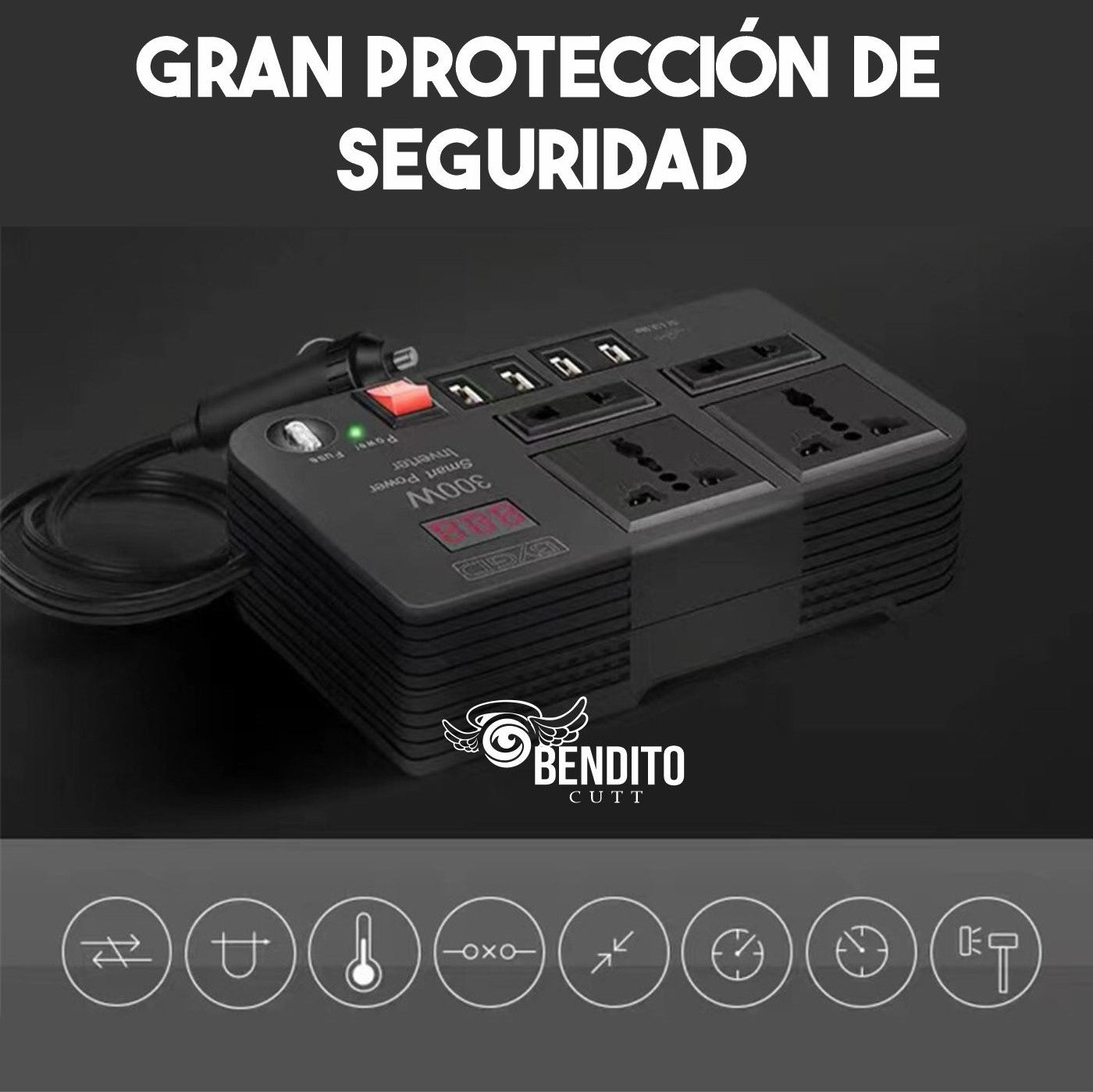Inversor de corriente para auto de 12V a 220V ™